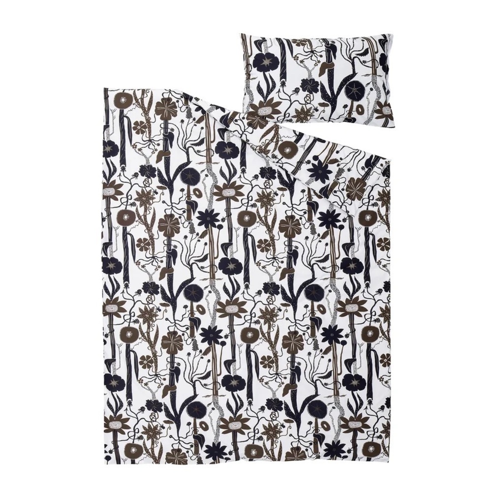 Floral Black and Brown Duvet Set